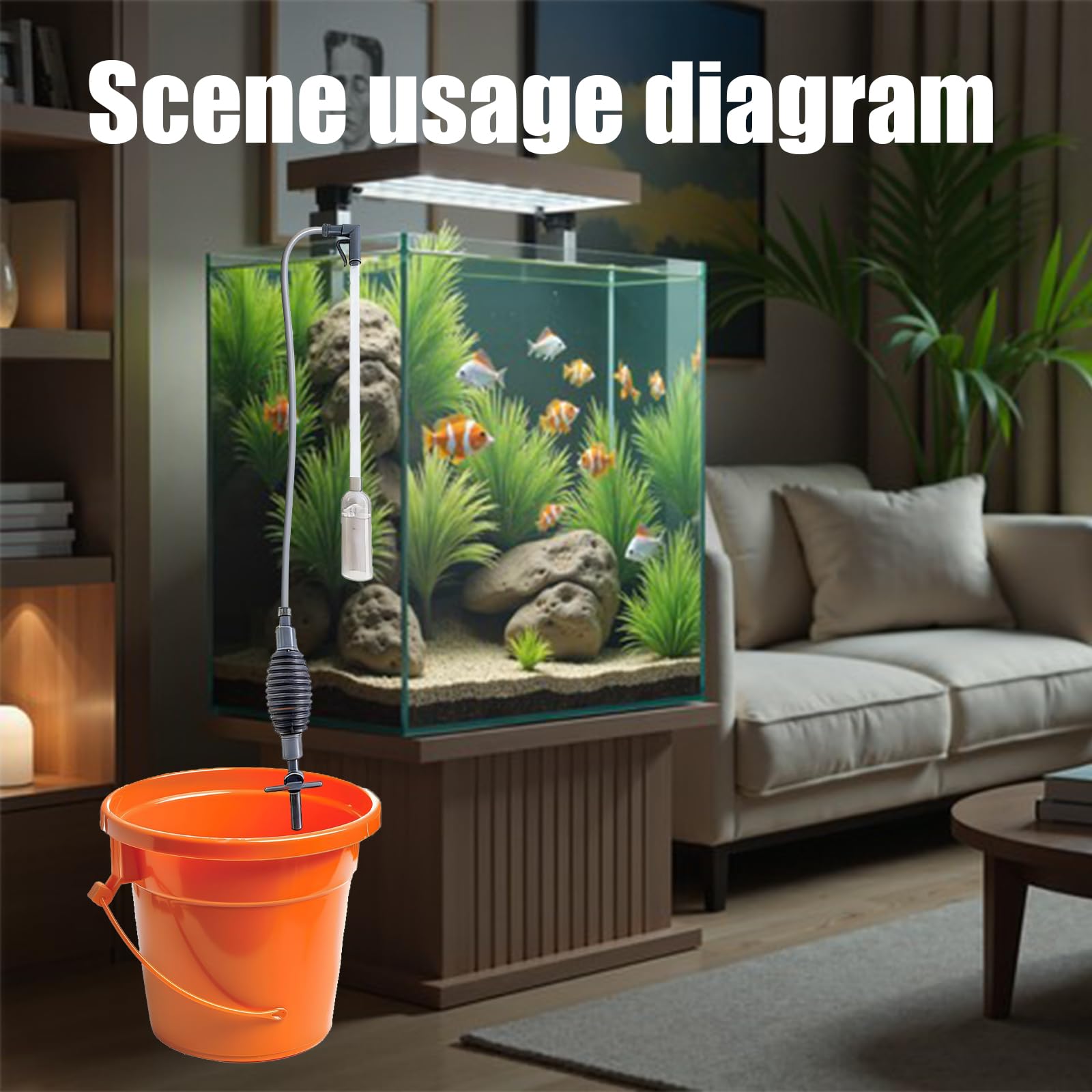 Nettoyage Aquarium, Pompe Siphon, Brosse Aquarium, Convient pour Les Changements d'eau Quotidiens, Le Nettoyage des Débris et Le Grattage des Algues sur Les Parois de L'aquarium