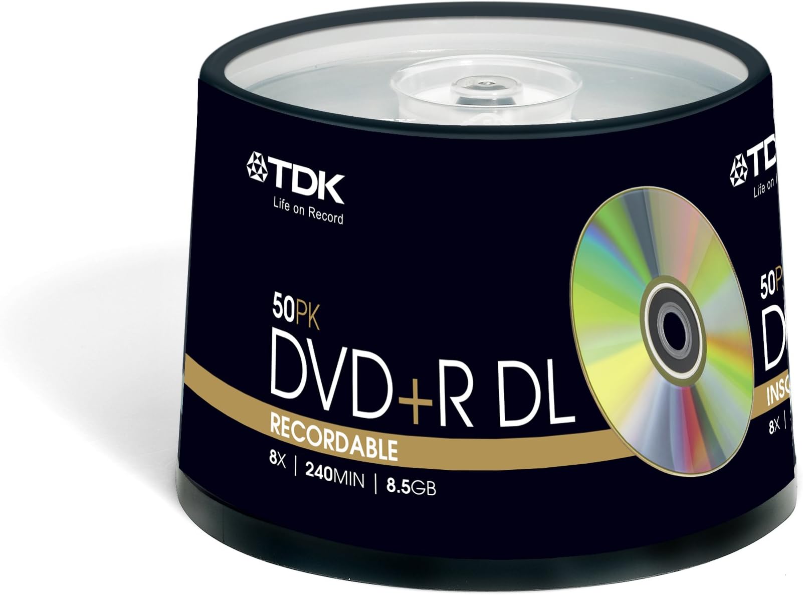 TDK Media 61611 8.5GB DVD+R Double Layer 8X Spindle, 50 Pack