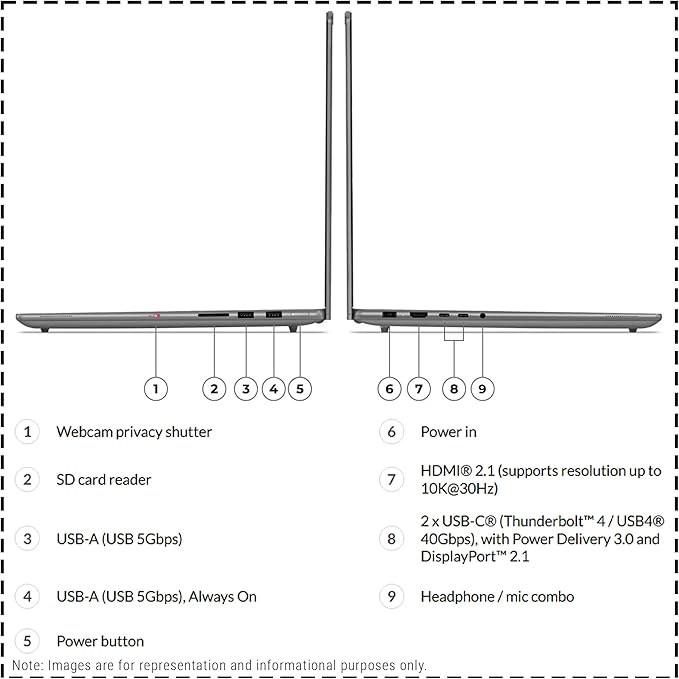 Lenovo Yoga Pro 9i-1, Intel Ultra 9 285H, 32GB RAM, 1TB SSD, 16" OLED miniatura 4