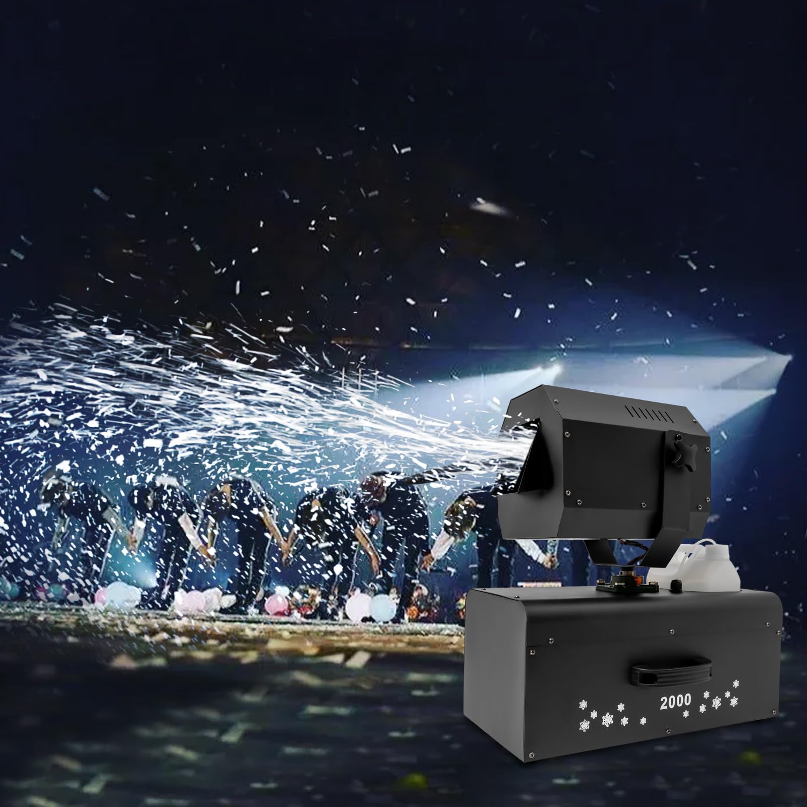 Snow Machine, 2000W Artificial Snow Making Machine 90° Moving Head Snow Effect Spraying Machine with Wireless Remote for Outdoors Party Indoor Wedding Christmas (2000W-1)