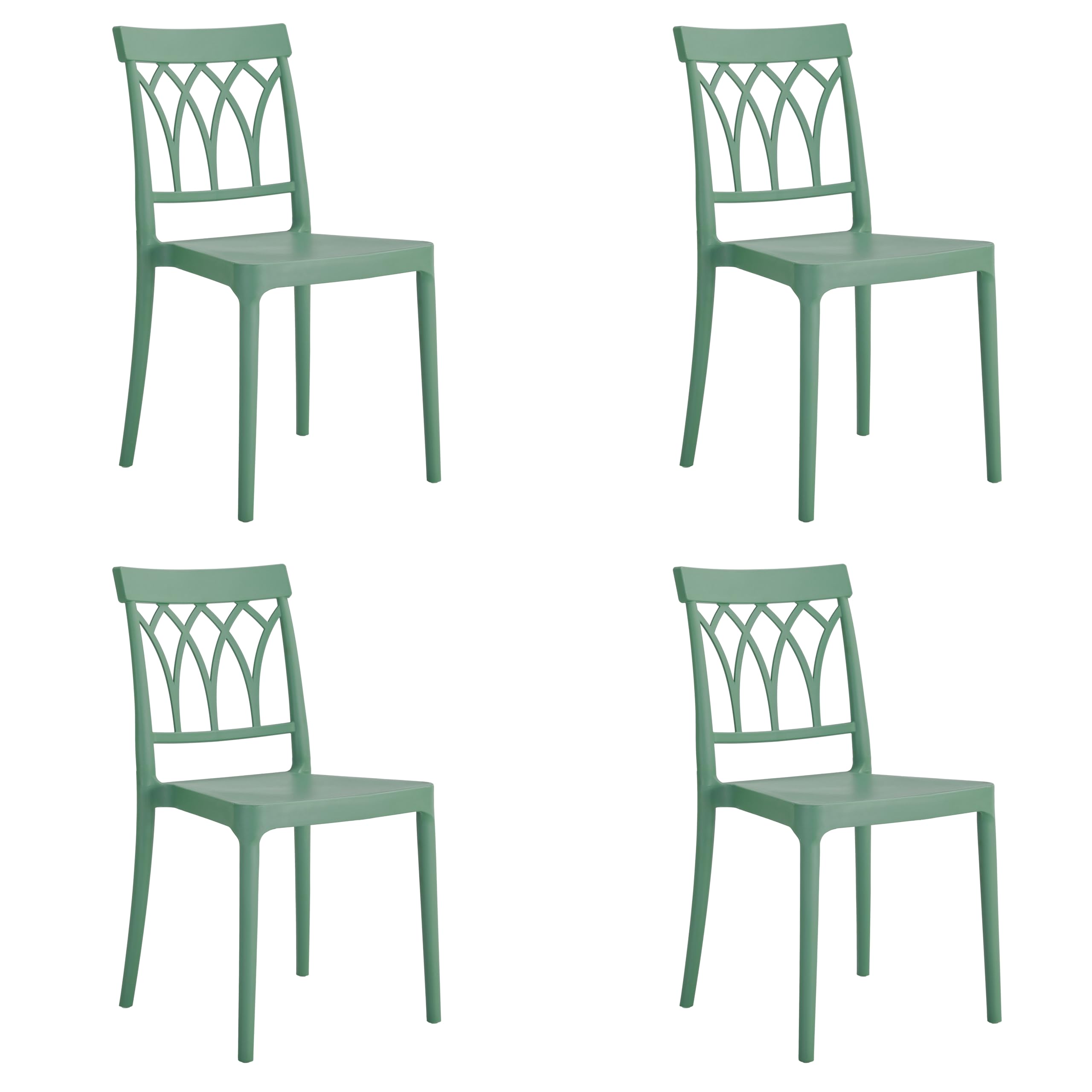 Totò Piccinni Sedia CASTLE in polipropilene in fibra di vetro design impilabile (4, Verde Salvia)