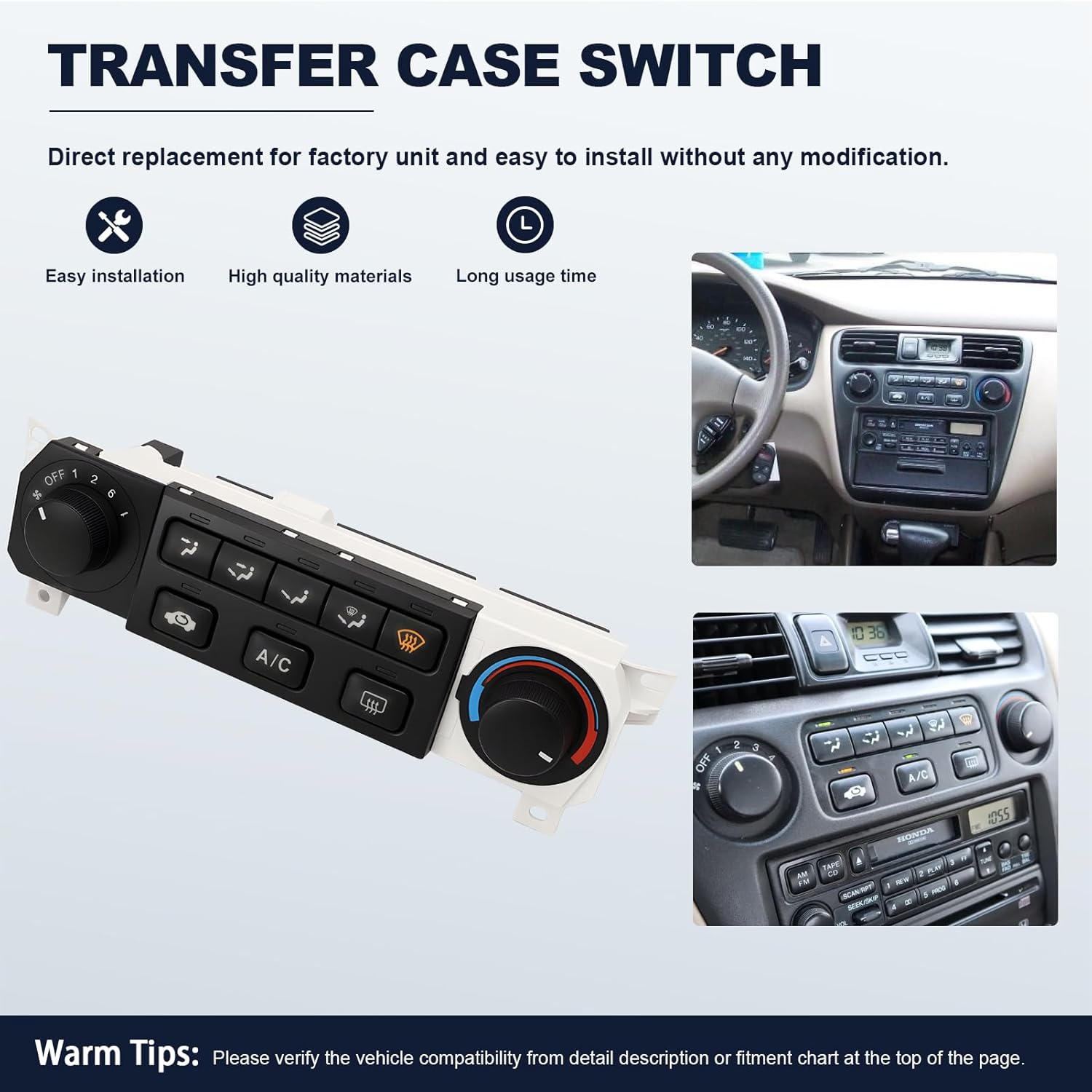 79600-S84-A01ZA A/C Heater Climate Control Switch Module Panel Fit for Accord 1998-2000 Odyssey 1998-2004, A/C Climate Temp Unit Replace for 79600S84A01ZA 599-268