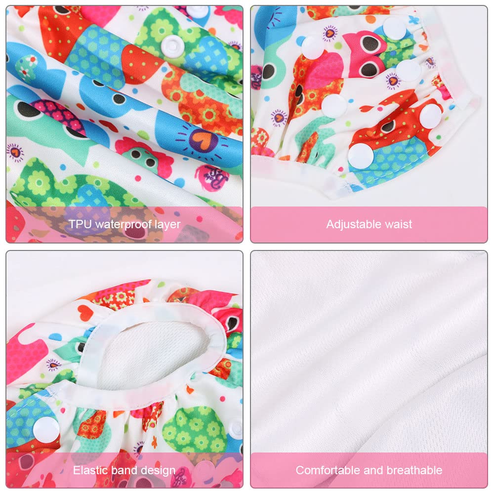 Vicloon Pannolino da Nuoto, 2PCS Pannolini Lavabili Pannolini da Nuoto, Costume Piscina Regolabile Riutilizzabile Costumi per Bambini, Impermeabile Pannolino Piscina, Animali Colorati e Sole Giallo