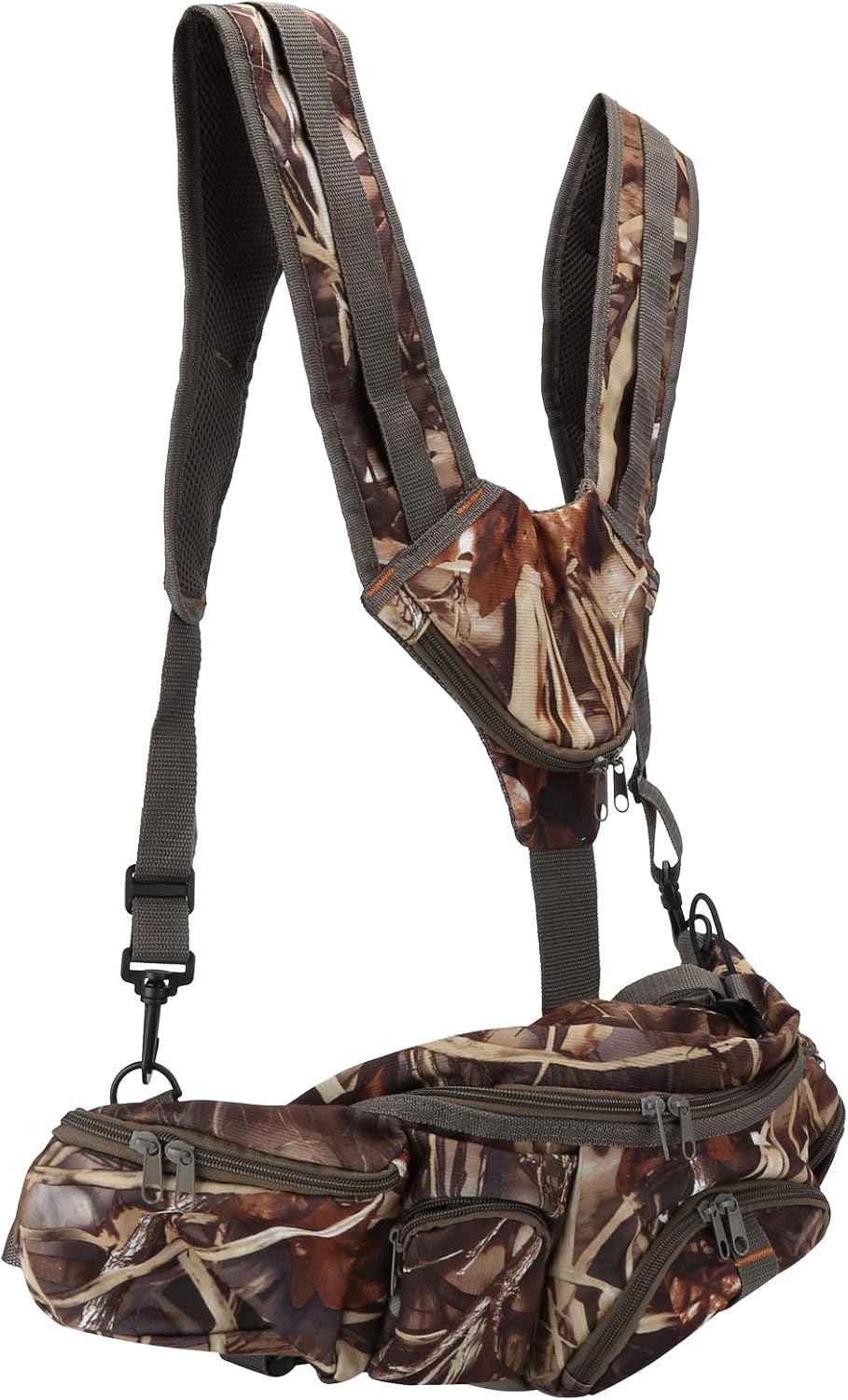 Outdoor Hiking Backpack Waist Bag with Bottle Holder, Lightweight Camping Shoulder Bag, Water Bottle Pack for Sports Running Fishing, Reed Flannel