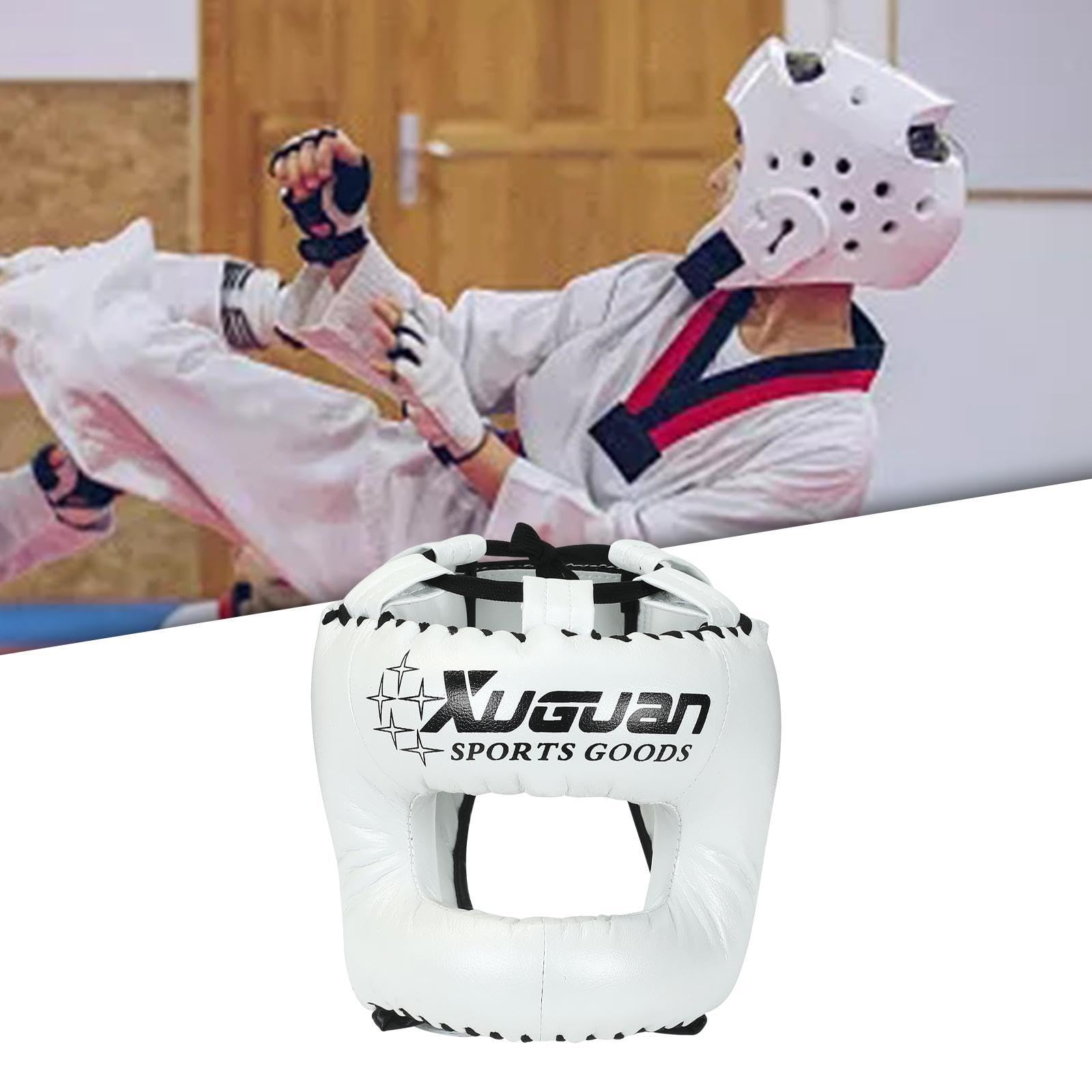 Casco da kickboxing regolabile, boxe, taekwondo, completo, | protettivo per sparring e zona della bocca, regolabile, imbottito, traspirante, protezione per la testa e il viso