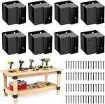 Heavy Duty Workbench Bracket Kit - 8 Pcs Steel 3-Way Right Angle Corner Brackets for DIY Custom Workbench,Garage Shelves, Work Table, Fits 2x4 (Actual 1.5"x3.5") Wood