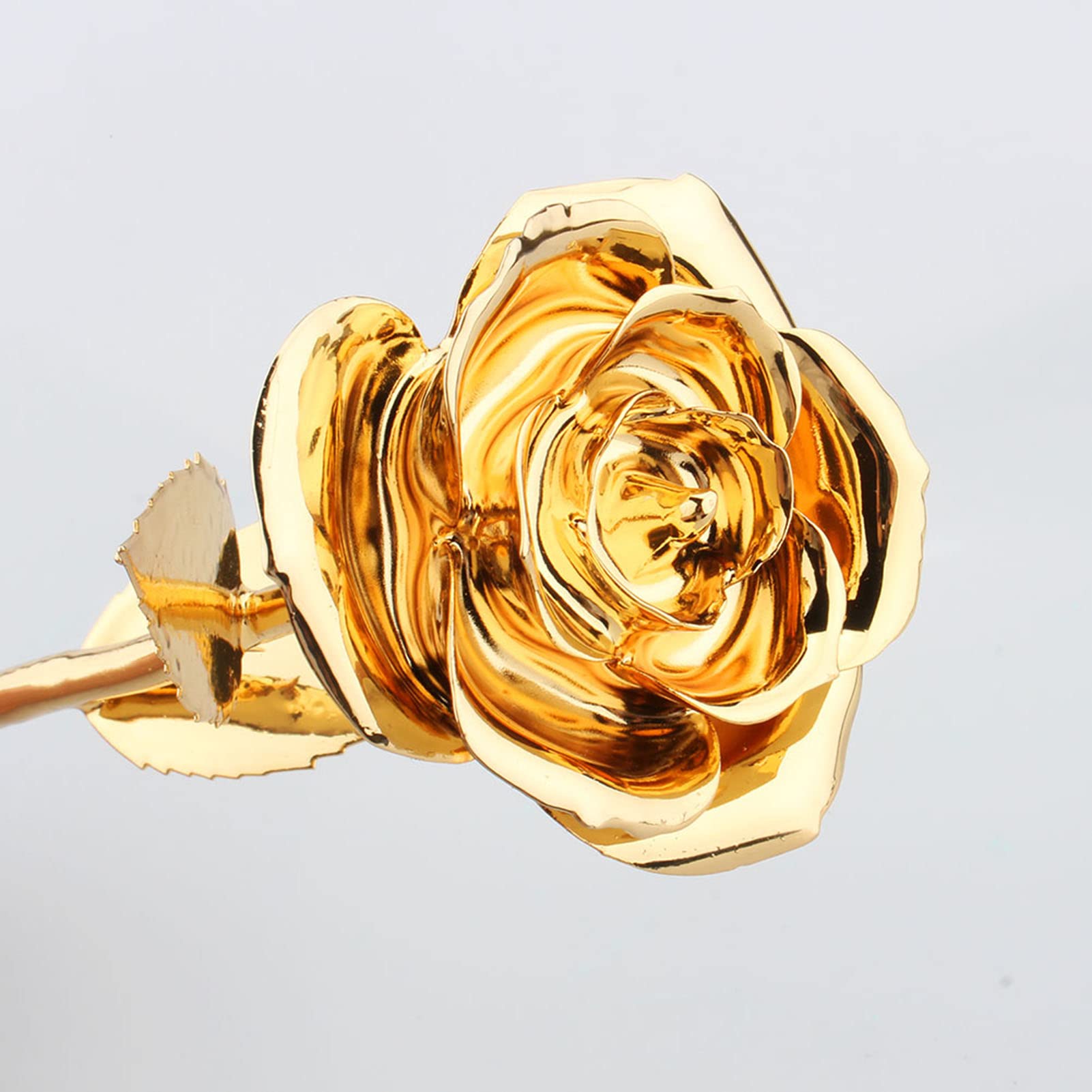 Elegante Fiore di Rosa Reale Immerso Nell'oro per la Festa della Mamma, Compleanno, Anniversario, Regalo per le Donne con Confezione Regalo
