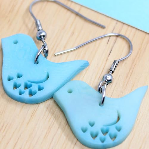 Miniatura 4 de Tagua Earrings Birds in Blue Handmade Fair Trade, Lightweight by Florama Natural Jewelry