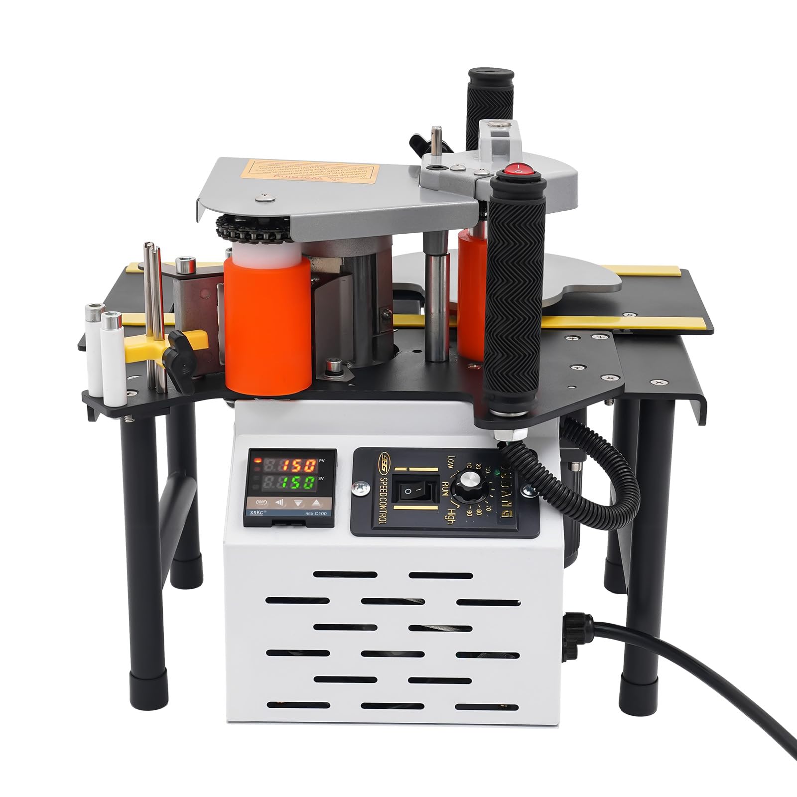 110V Woodworking Edge Bander Banding Machine Portable Edge Bander Curve Straight Edge Banding Machine, Double Side Gluing Edgebander Set With 200g