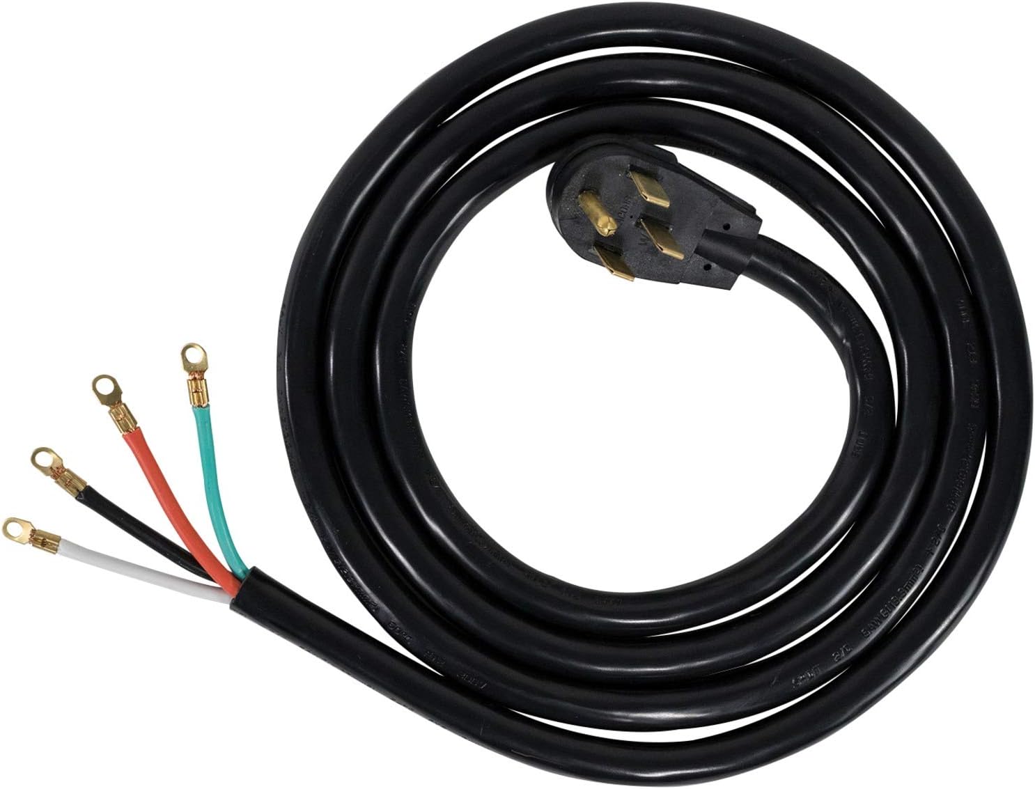 Certified Appliance Accessories 50-Amp Appliance Power Cord, 4 Prong Range Cord, 4 Wires with Eyelet Connectors, 10 Feet, Copper Wire