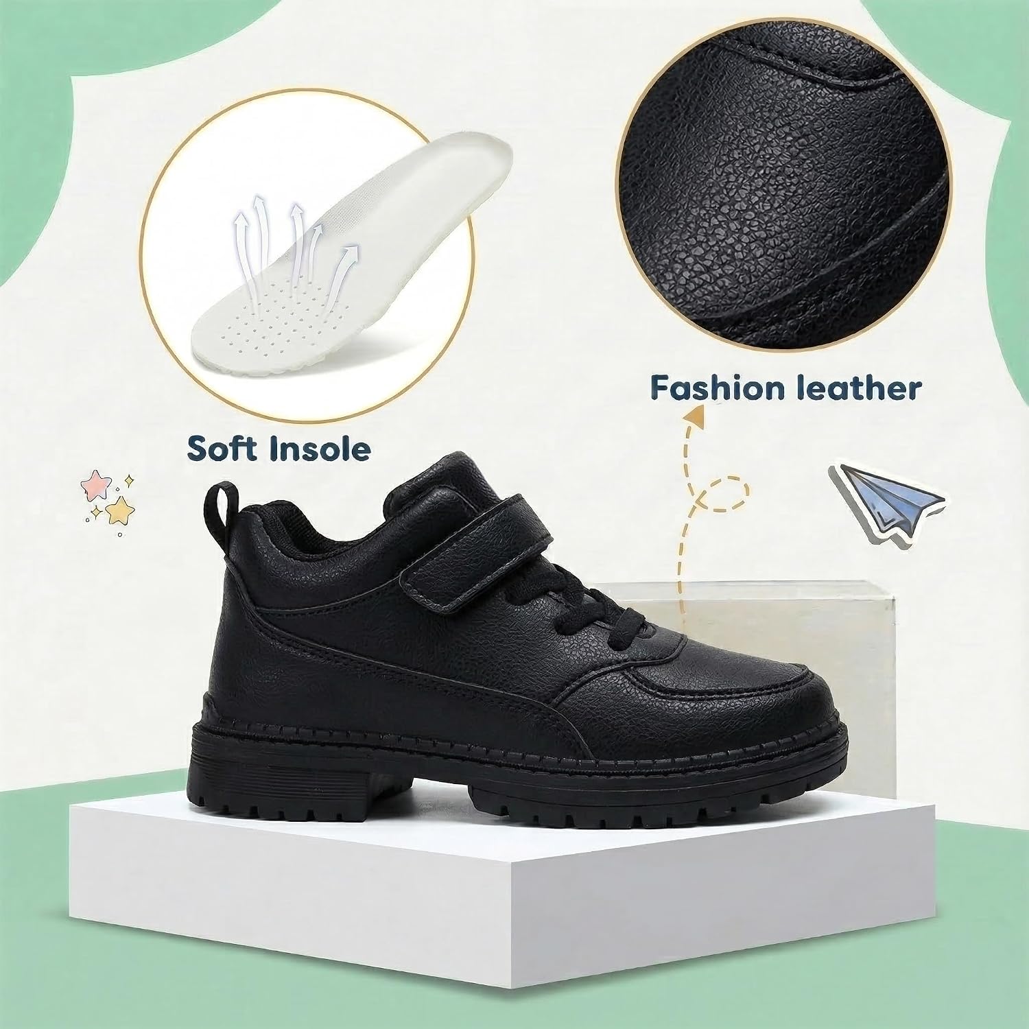 Kids Boys Girls Comfortable Wide Tennis Shoes Casual Sports Sneakers with Hook and Loop for Running Walking (Little Kid/Big Kid)