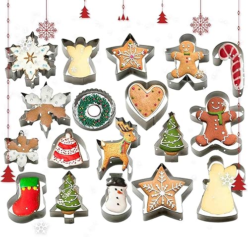 Starpack 'Bake me Happy' Juego de cortadores de galletas de Navidad (18 piezas) – Cortadores de galletas navideñas – Cortador de galletas con formas
