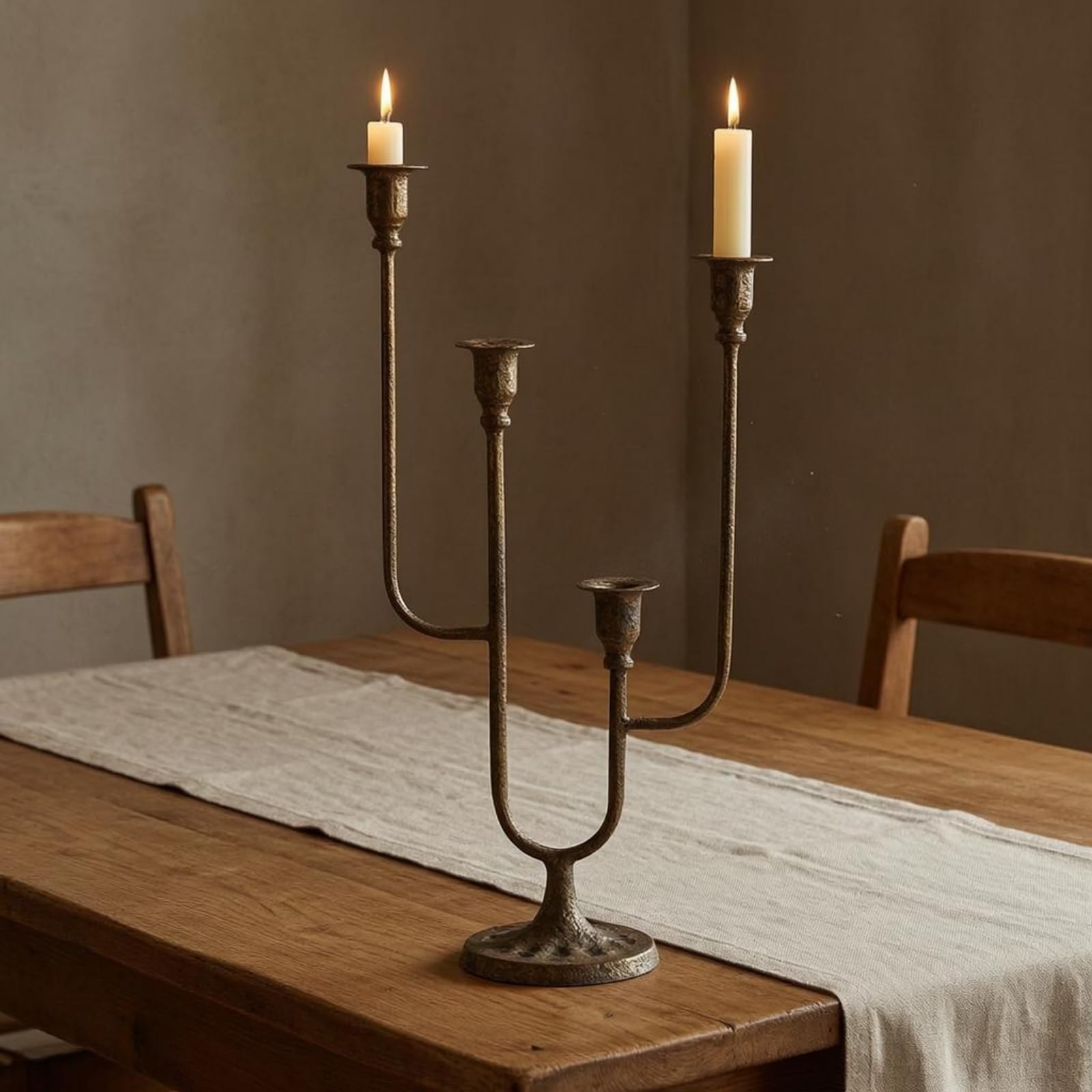 Candelabro Cuatro Brazos Base Redonda Candelabro Hierro Multibrazo Adorno Hogar, Alto
