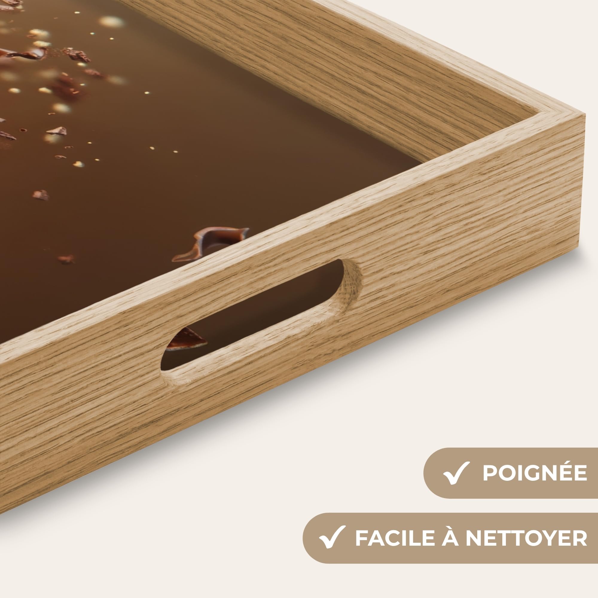 Plateau Plateaux Service Repas Bois Decoratif Table Résistant Aux