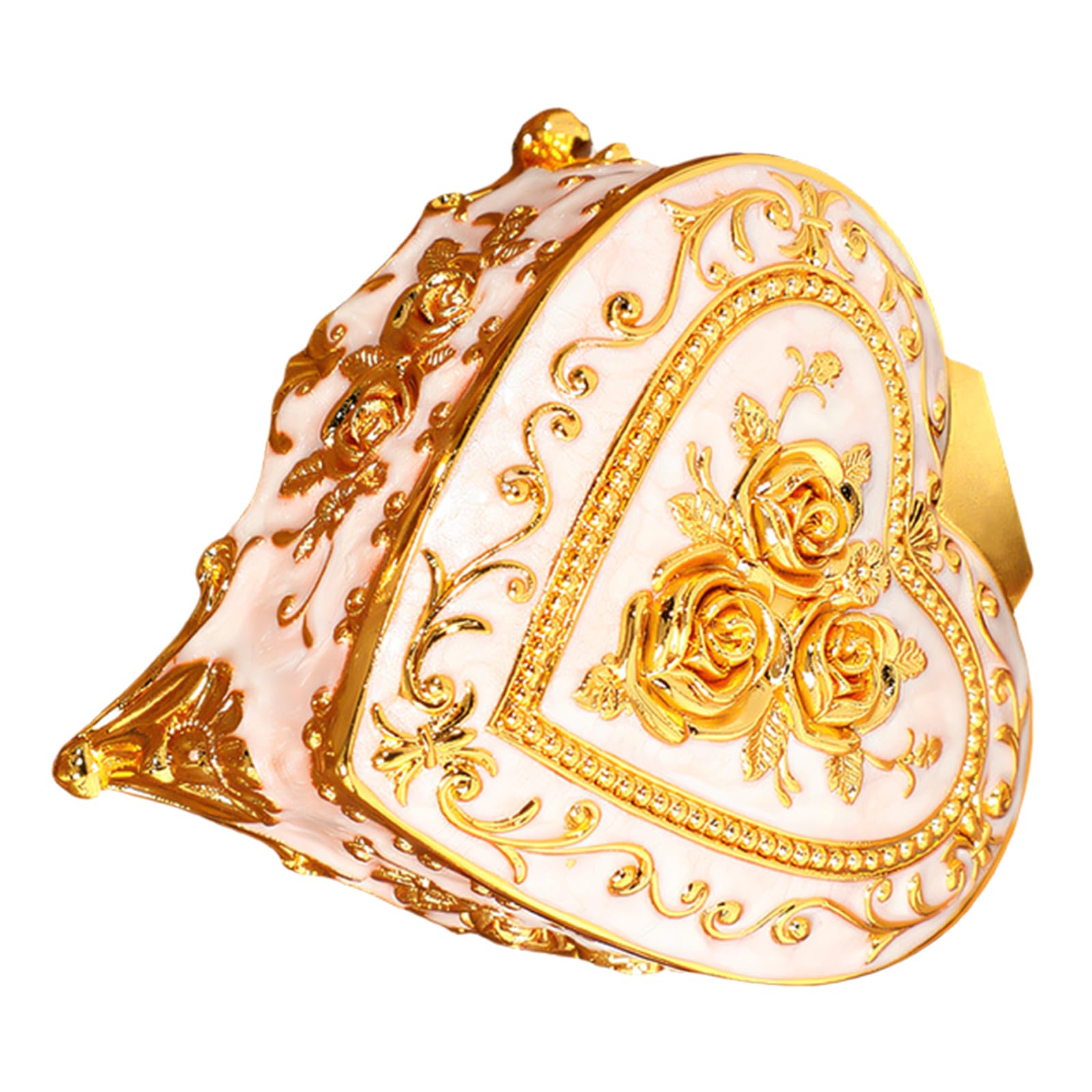Jazuaiao Charm Rose Decorated Jewelry Chest in Heart Shape Ideal for Storing Jewelry Items Elegant Storage