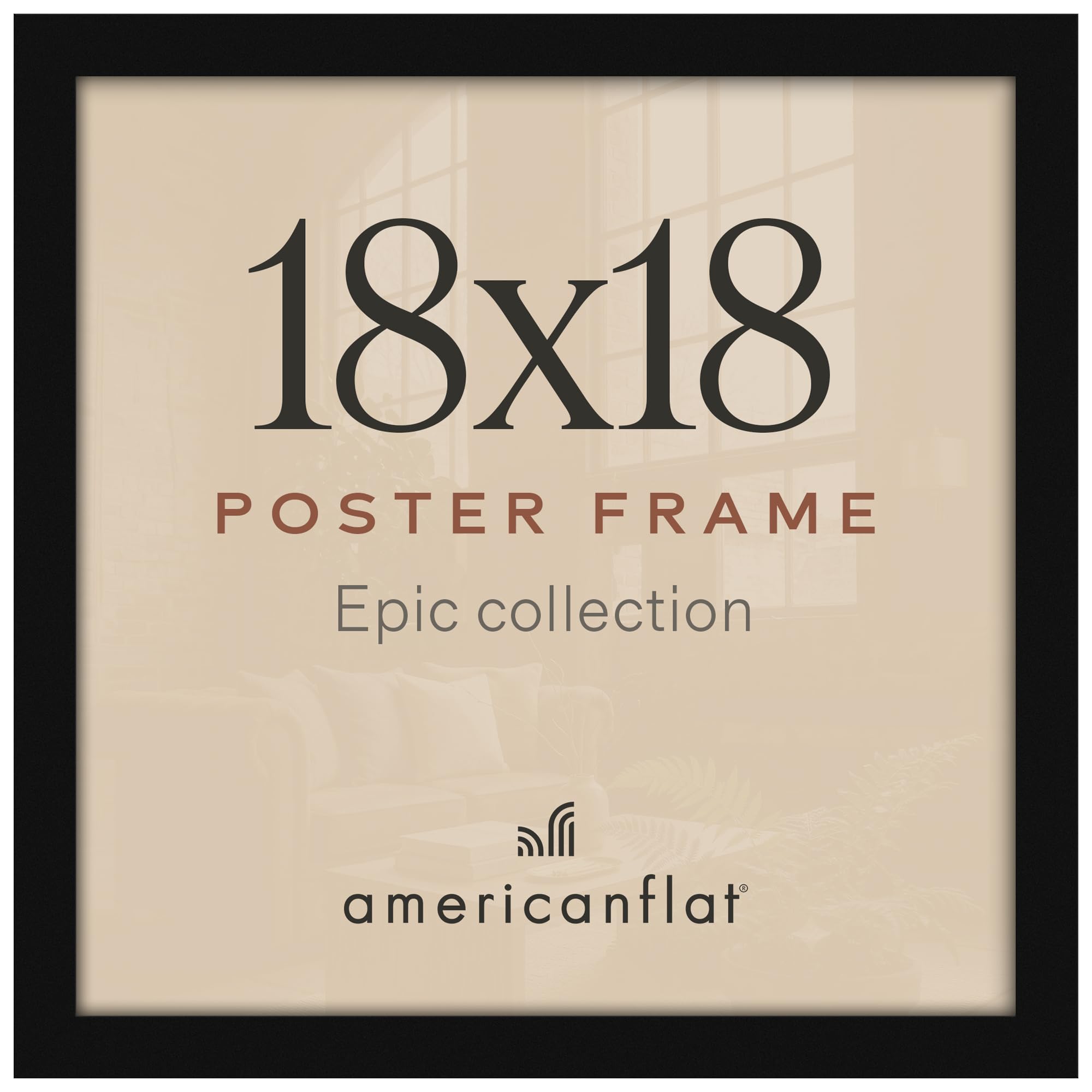 Americanflat 18x18 Poster Frame - Engineered Wood - Black