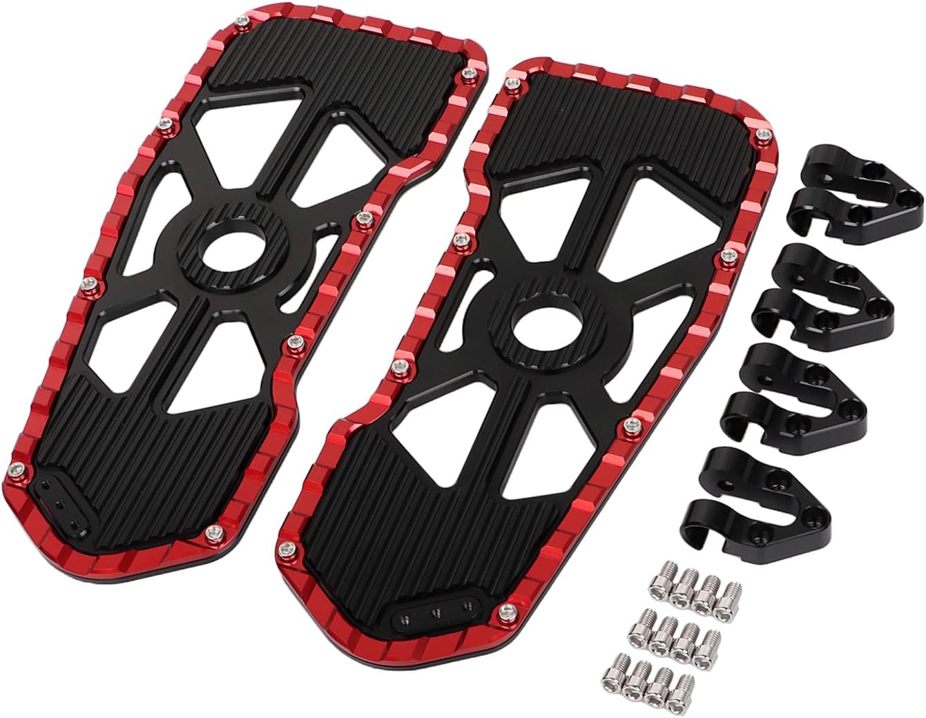 Black/Red Footboard Floorboard Rider Floor Boards Fit for Harley Touring Road King Street Glide Road Glide Electra Glide 1986-2023, Trike 2008-up