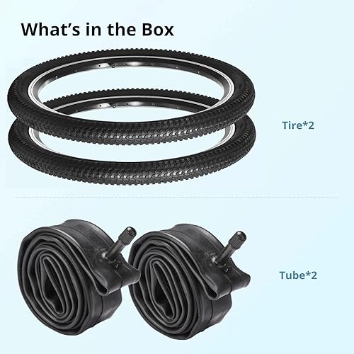 Miniatura 6 de yeesport 2 neumáticos de bicicleta de montaña de 20 x 1.95 pulgadas y 2 tubos de bicicleta de 20 x 1.75 a 2.125 pulgadas, neumáticos de 20 pulgadas