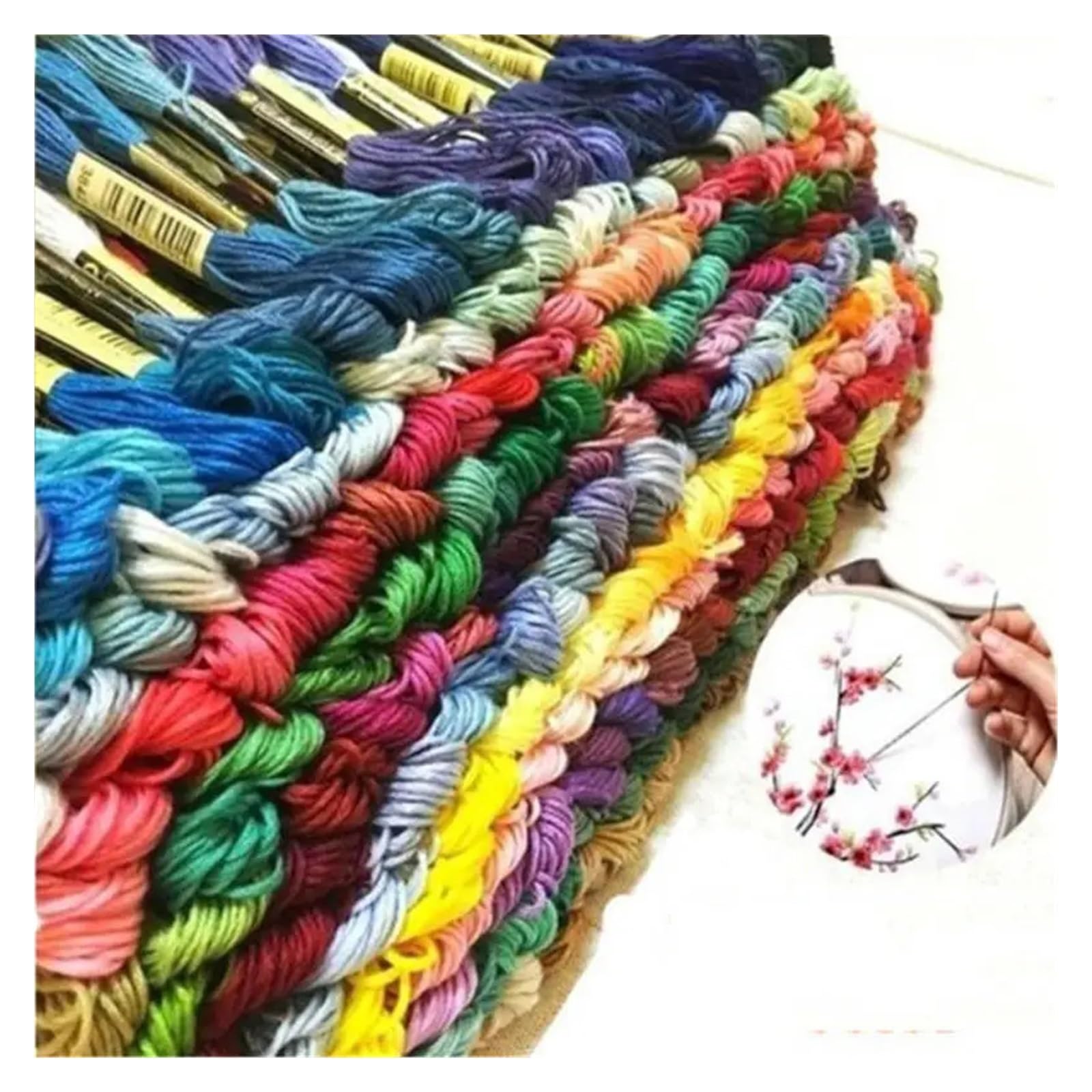 Hilos Punto de Cruz 15-200 hilo de bordar Multicolor, hilos punto cruz, ovillos costura algodón, Kit madejas, herramienta DIY(150 colors)
