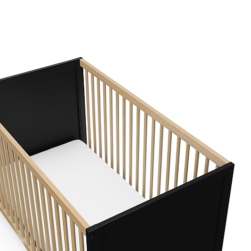 Miniatura 6 de STORK CRAFT Storkcraft Calabasas cuna convertible 3 en 1 (negro con madera flotante), certificado JPMA, se convierte en sofá cama y cama infantil,