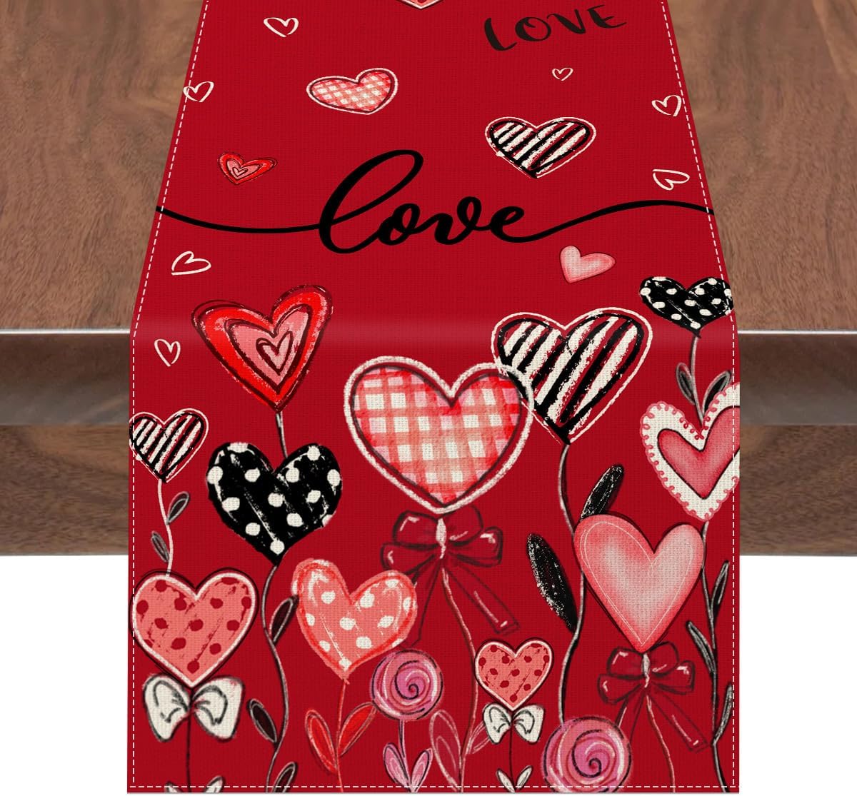 Amazon.com: Valentines Day Table Runner 13x72 Inches, Love Heart Leaves ...