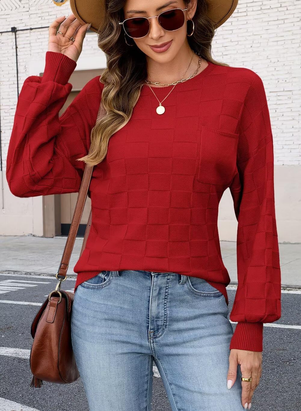 FEKOAFE Womens Sweaters Casual 2025 Fall Long Sleeve Tops Ribbed Knit Pullover Sweaters - Image 3