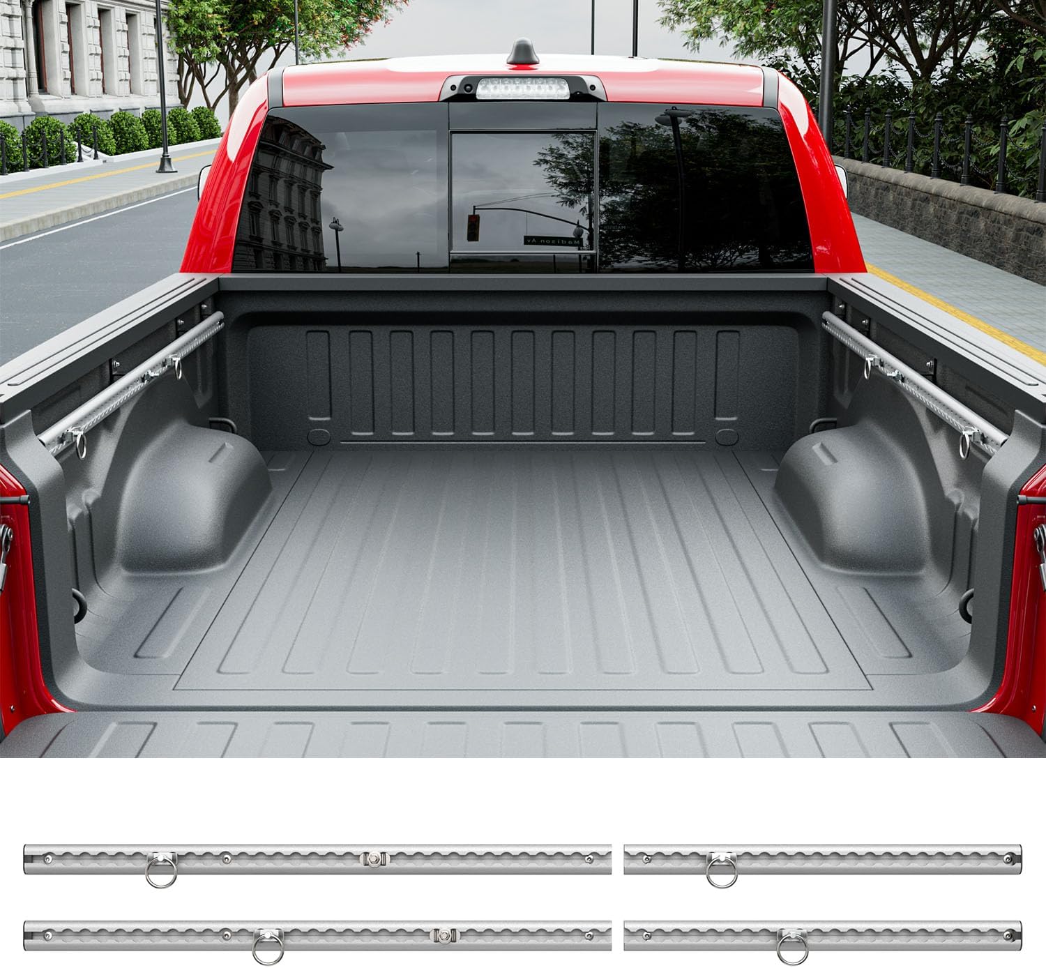 5.7FT Side Bed Rail Compatible with 2019-2025 Dodge Ram 1500 Tie Down Rail Trail Rail System Replacement for 2019-2025 Dodge Ram 1500 Accessories (Side Trail Rail)