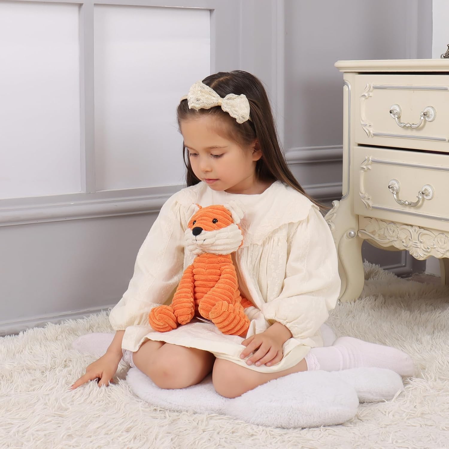 Apricot Lamb Toys Plush Corduroy Fox Stuffed Animal Soft Cuddly Perfect for Child (Corduroy Fox,7.9 Inches)