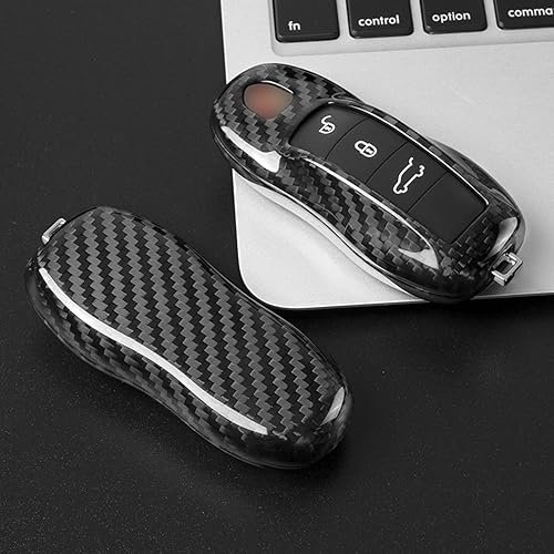 Miniatura 5 de Funda para llavero de fibra de carbono auténtica 100% pura, ajuste deportivo para Porsche Boxster Turbo Cayenne Panamera Macan Cayman 911 918 996
