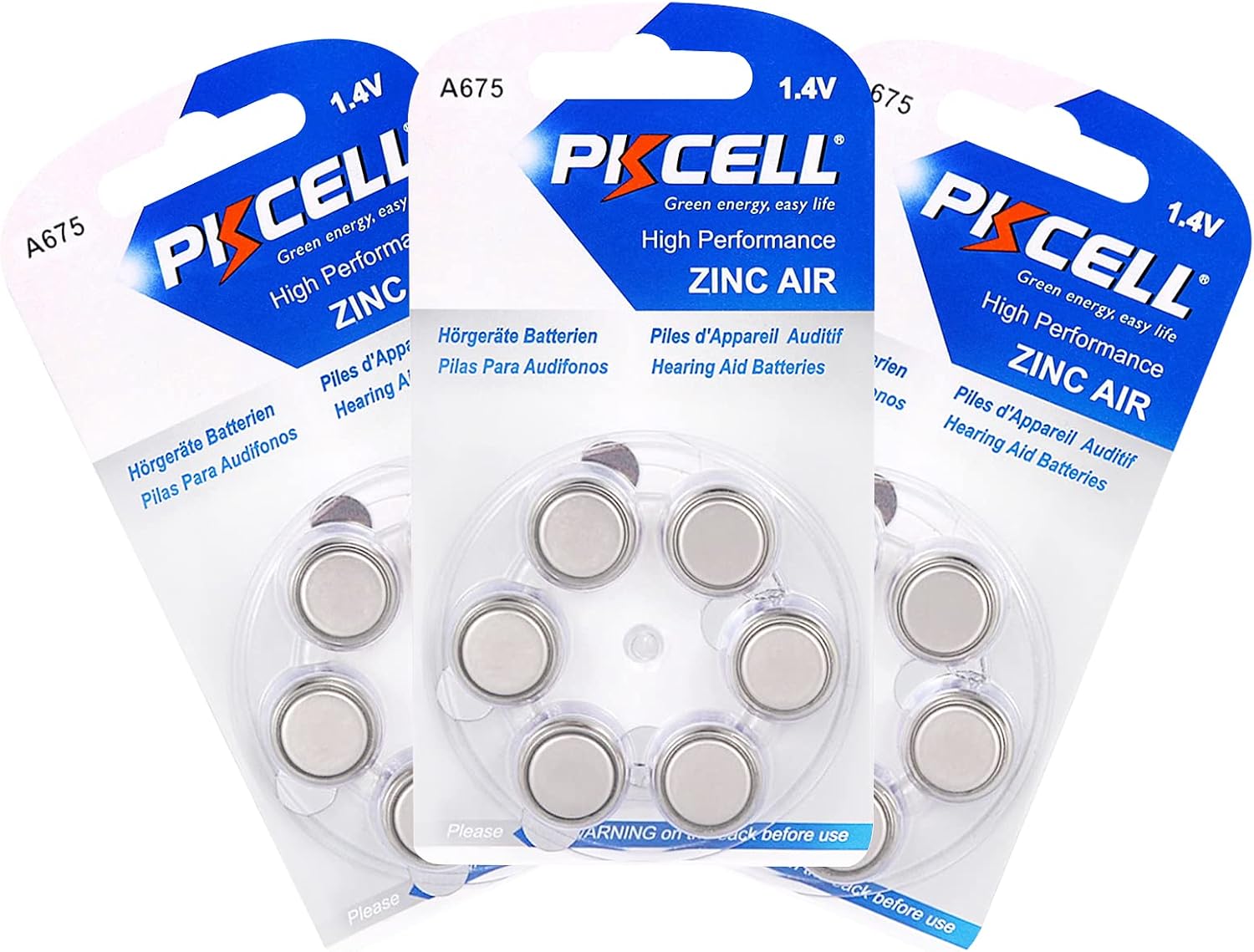 PKCELL Size 675 Hearing Aid Battery ZA675 Batteries A675 PR44 Count 18Pcs