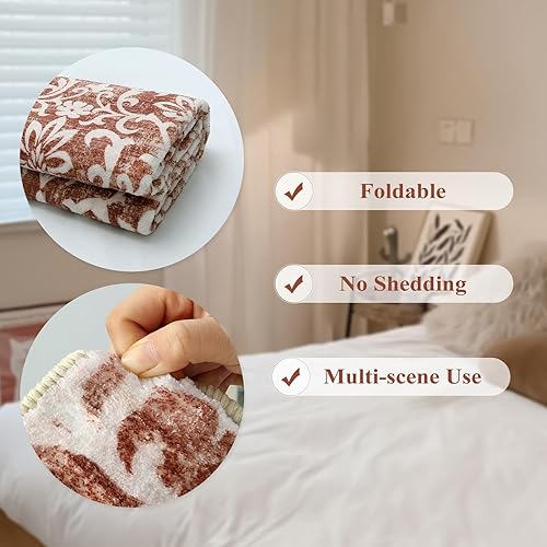 Miniatura 5 de Lukinbox Alfombra de área lavable con estampado floral vintage, alfombra de entrada de pelo bajo de 3 x 5, suave, plegable, que no desprende pelusa,