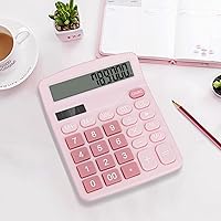 Vista 3 de Desktop Calculator, Pink Calculator Big Buttons, 12-Digits Large LCD Display, Solar and AA Battery Dual Power, Desk Calculators for Office Home