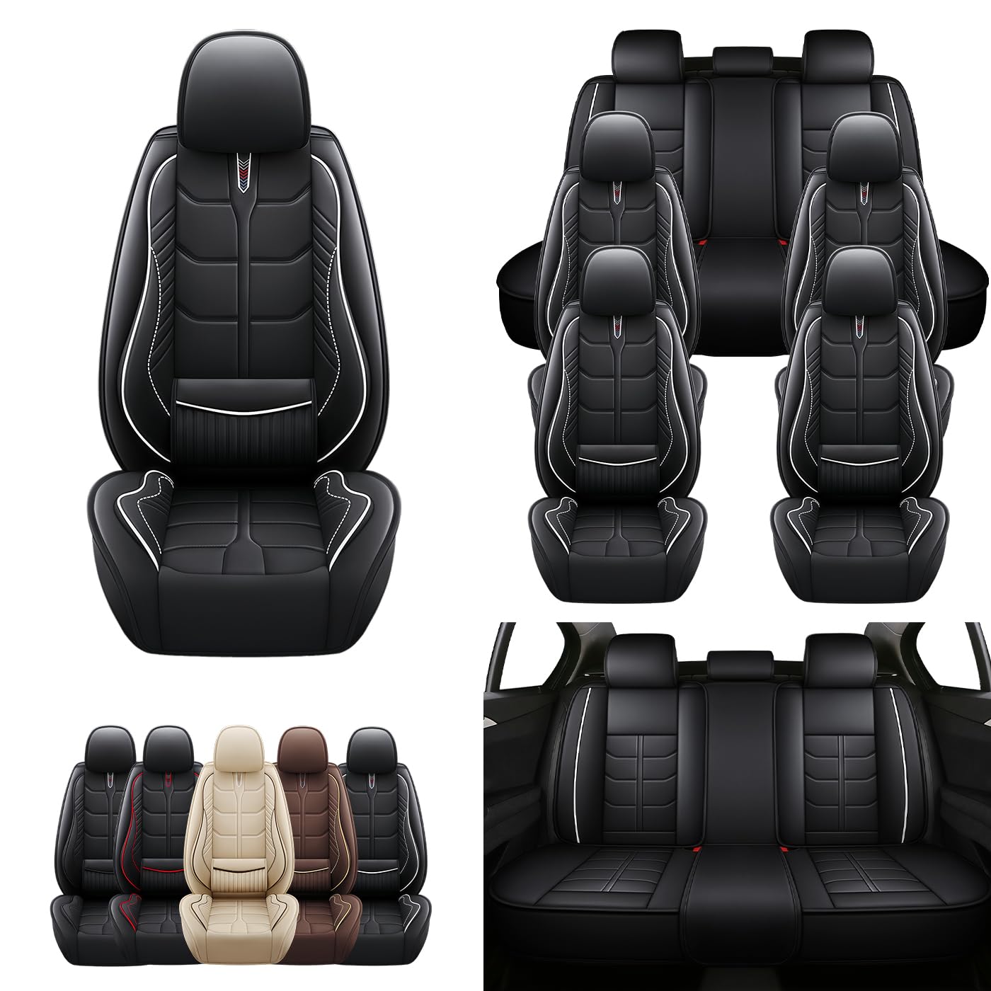 GIYOUL Car Seat Covers Custom Fit for Voyager 2020-2025,Heavy Duty Waterproof & Pet-Friendly | Premium PU Leather | 7-Seats Full Set,Black White