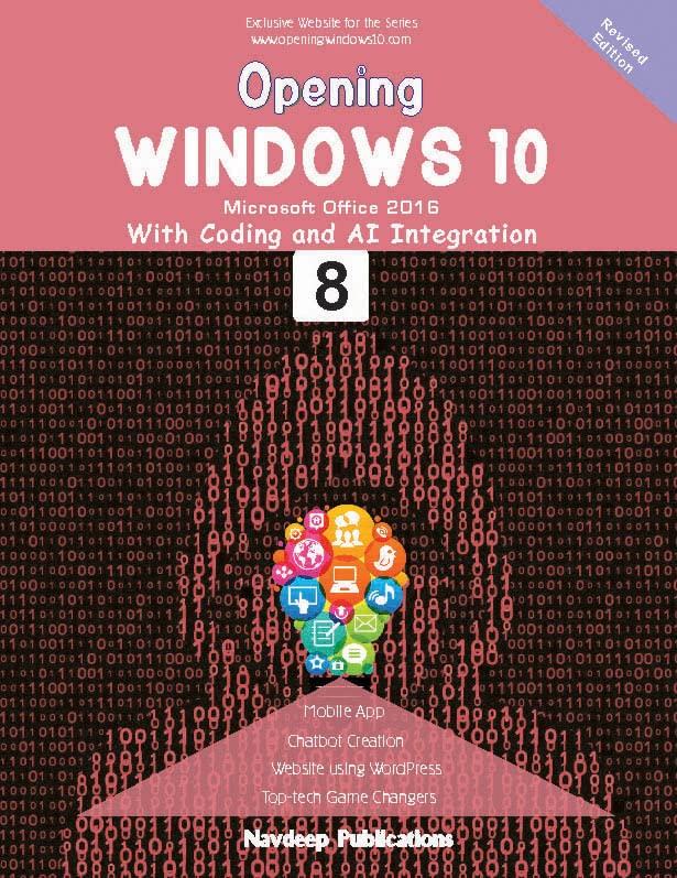 Opening Windows 10 (Microsoft office 2016) with coding and AI Integration class 8