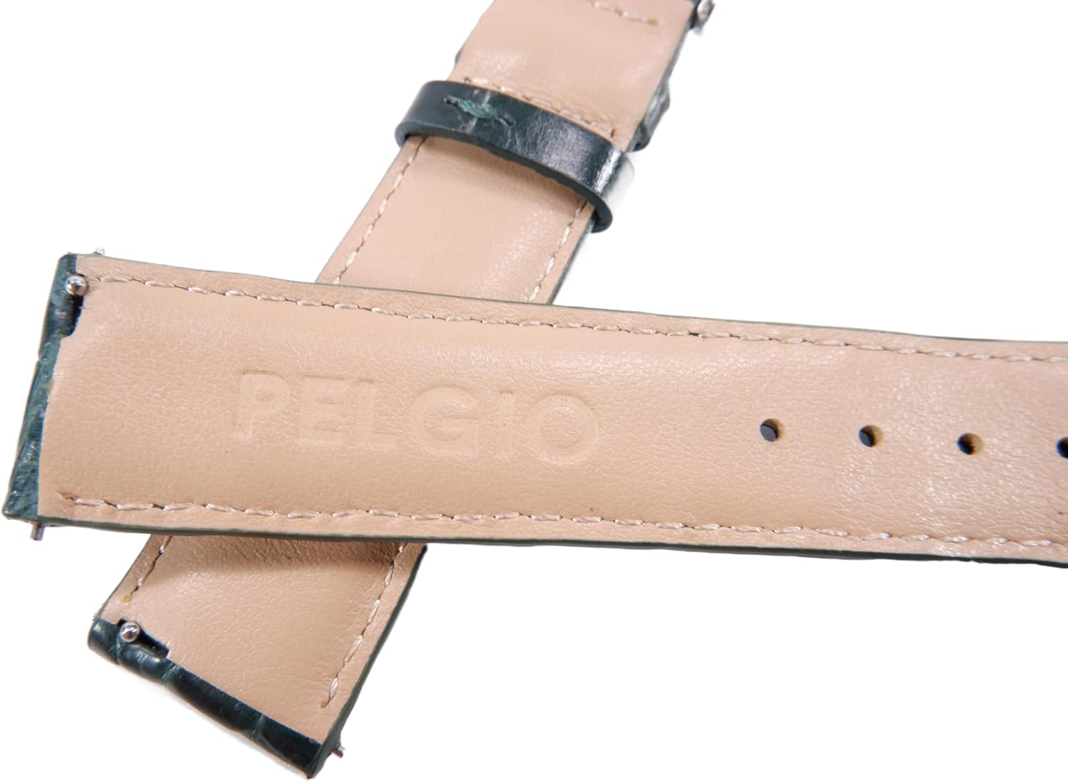 Pelgio Genuine Crocodile Alligator Belly Skin Leather Quick Release Men's Watch Strap Band with Buckle 18 mm. 20 mm. 22 mm. 24 mm. 26 mm.
