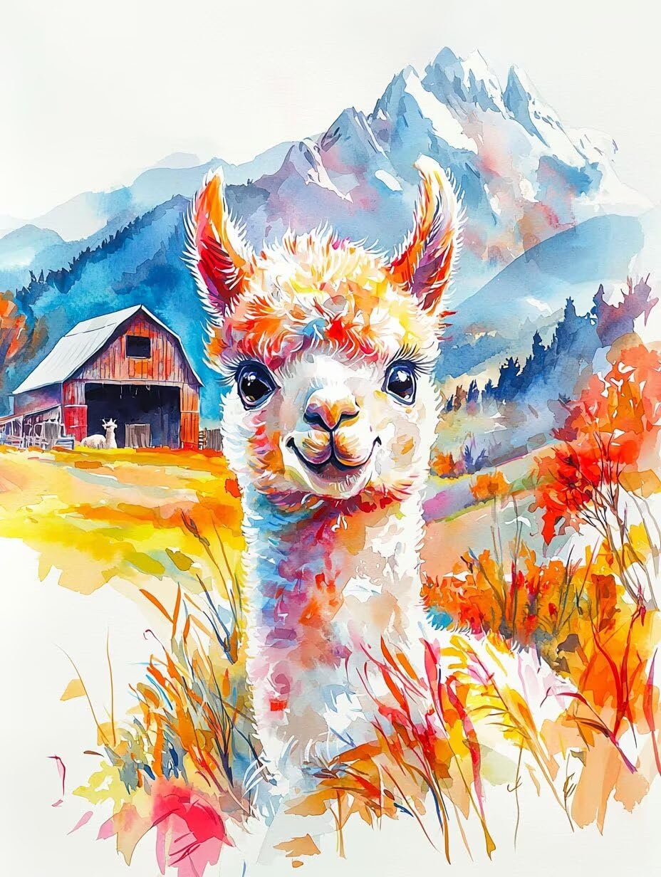 WEISHIWE Alpaca Dipingere con i Numeri per Adulti, 70x90cm a-208 | Paint by Numbers Kit con Pennelli e Acrilico Pigmento, Fai da te Olio La Pittura di Numeri Kit, Decora la Casa, senza Cornice