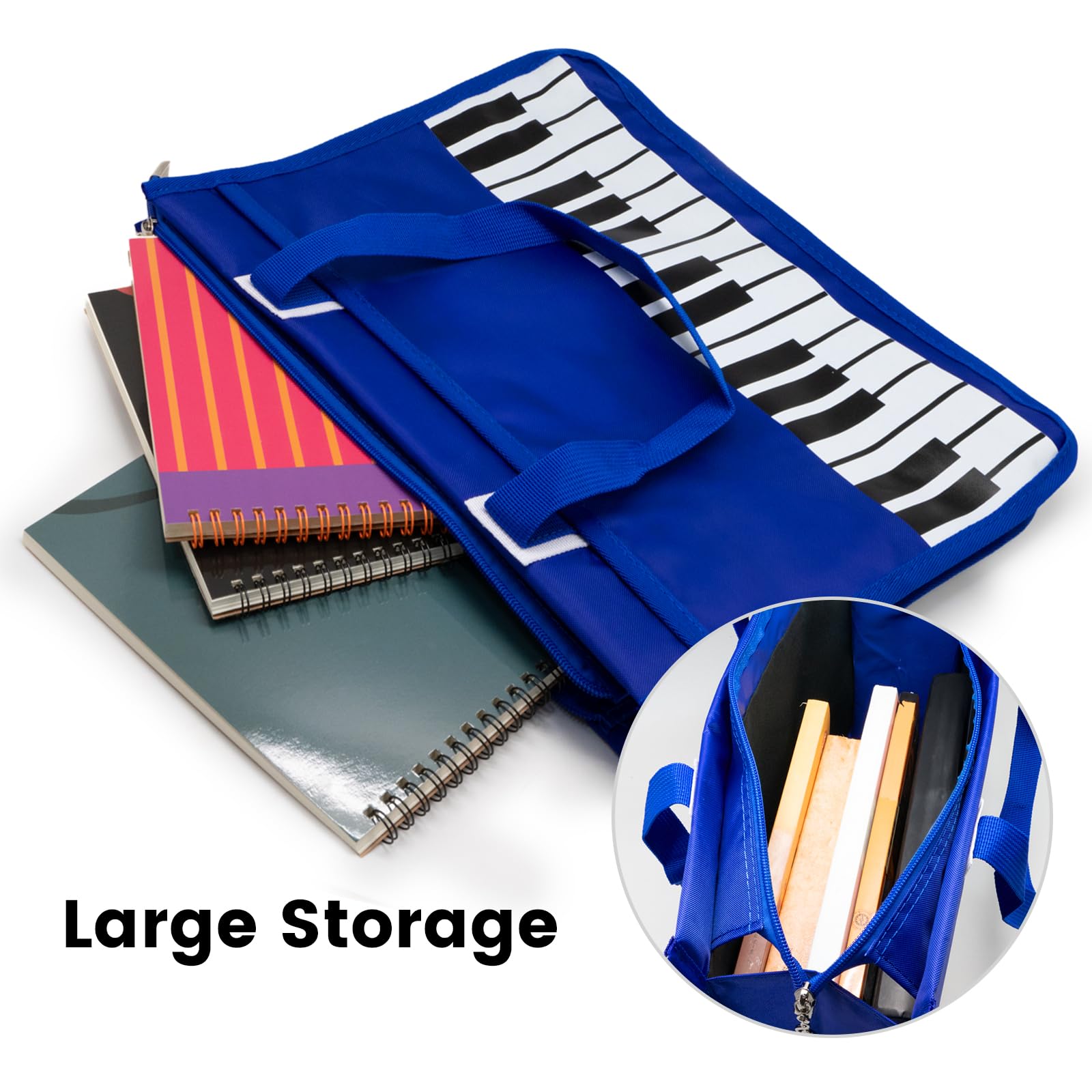 BestSounds Piano Bag, Zipper Waterproof Music Book Tote Bag Piano Accessories for Women Gifts for Musicians (Dark Blue) - Image 3