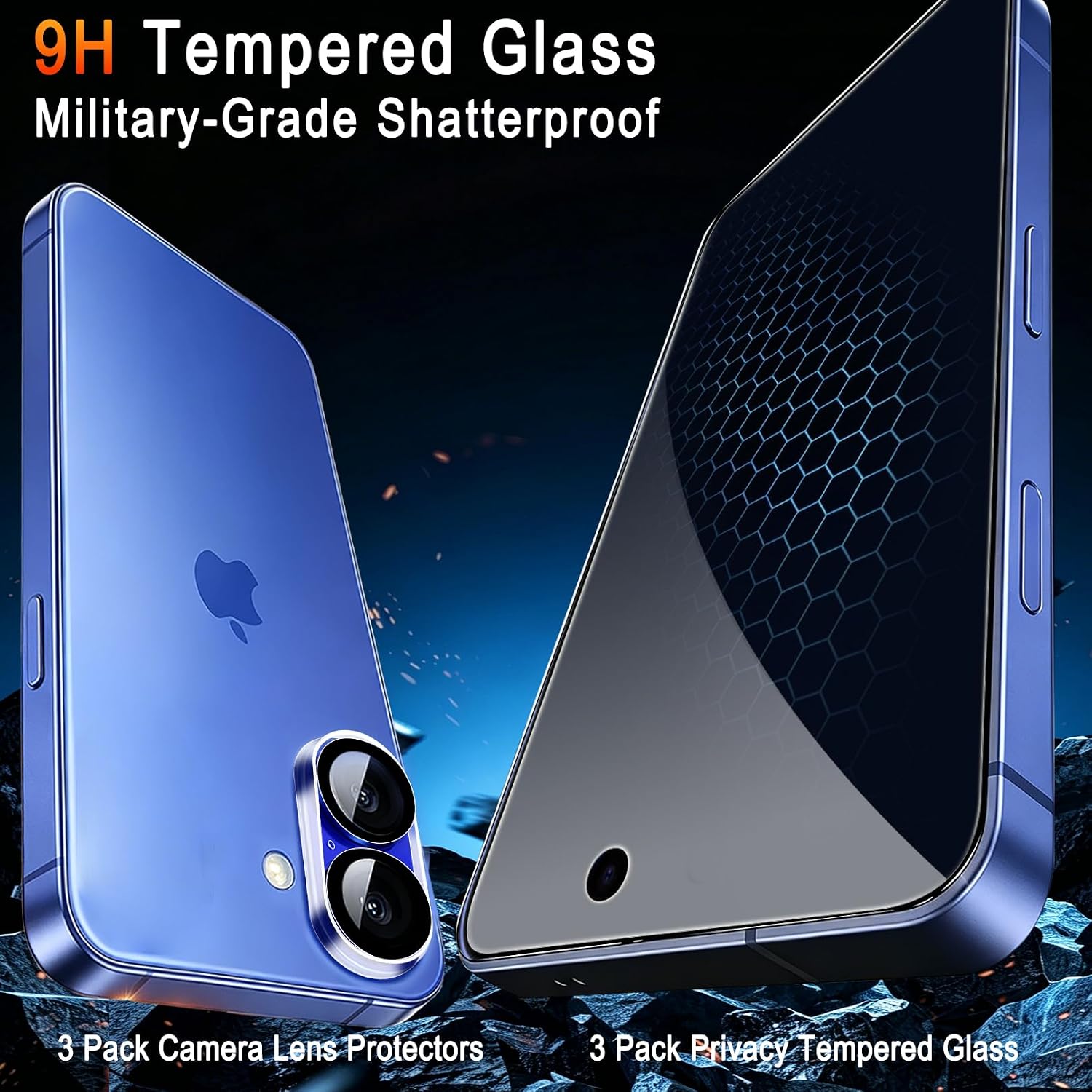  Privacy Screen Protector for iPhone 16, Tempered Glass, Case Friendly thumbnail