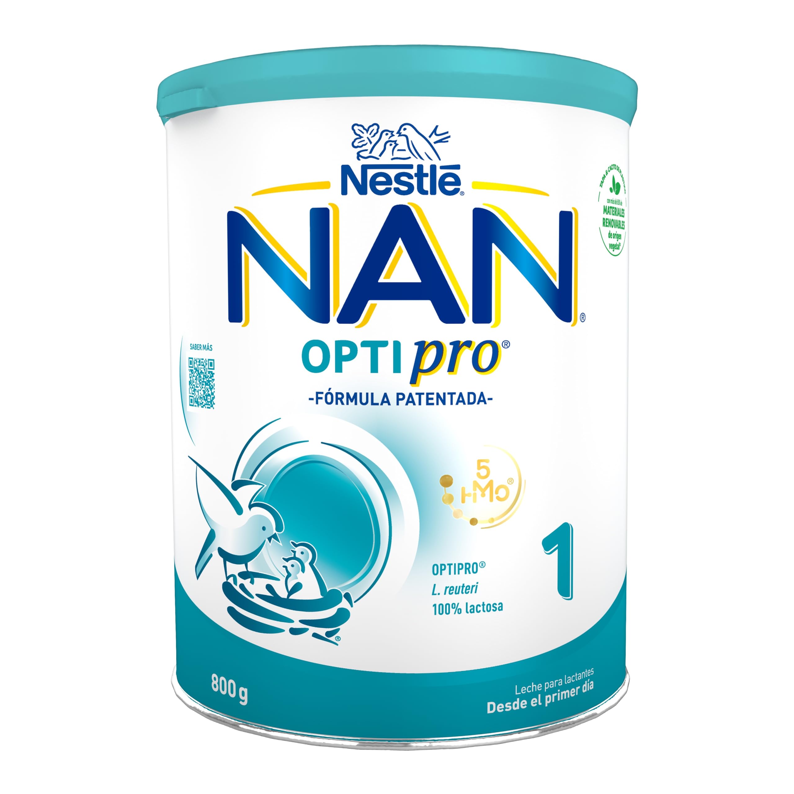 Nestlé NAN OPTIPRO 1 Leche para lactantes, leche de formula desde el primer día, Leche en Polvo, bote de 800g