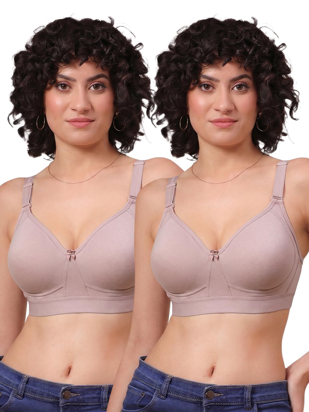 kalyani Ashley Double Layered Seamless Cups Full Coverage Cotton Lycra Bra | Pack of 2-picture-16