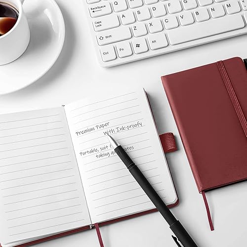 Miniatura 5 de Laumoi Cuaderno de bolsillo con bolígrafos, tamaño A6, lindo cuaderno pequeño a rayas, mini bloc de notas, tapa dura, juego de cuadernos ejecutivos