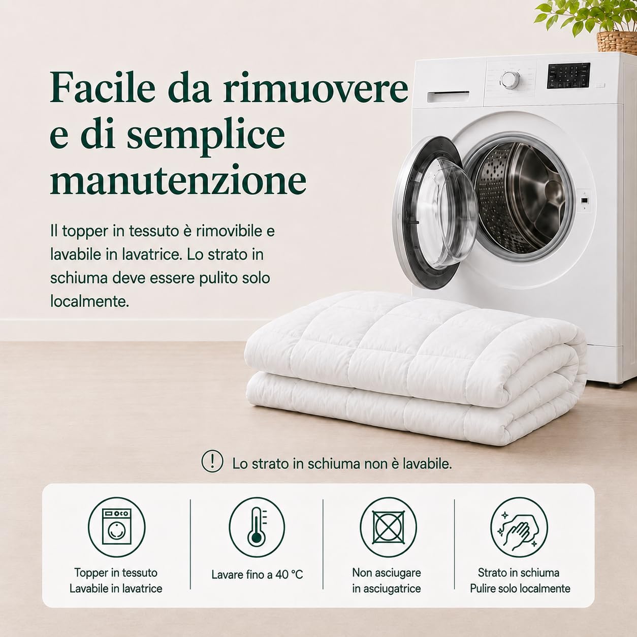 Zinus Mattress Topper, poliéster, Blanco, 190 x 80 cm