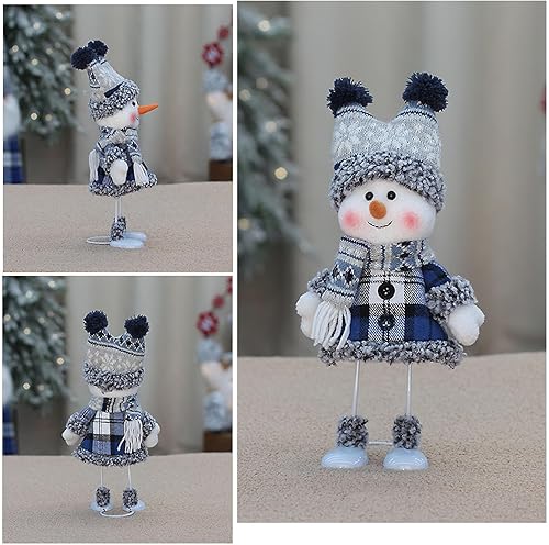 Miniatura 4 de Muñeca de tela azul navideña, muñeco de nieve de la serie azul de Navidad 2024, bonito adorno decorativo de muñeco de nieve mecedor, muñeco de nieve