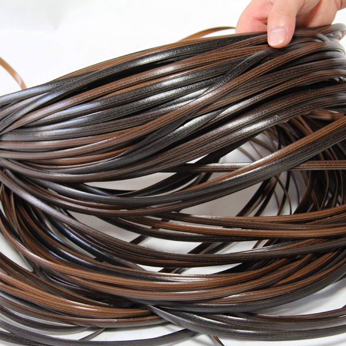 YebiO 500G (70M) Gradientowe Płaskie Tkanie Rattanu, Szerokość 8Mm Syntetyczny Rattan Naprawa Dzianina Materiał Plastikowy Rattan Dla Majsterkowiczów Handmadeniture Krzesło Kosz Stołowy/01 Coffe