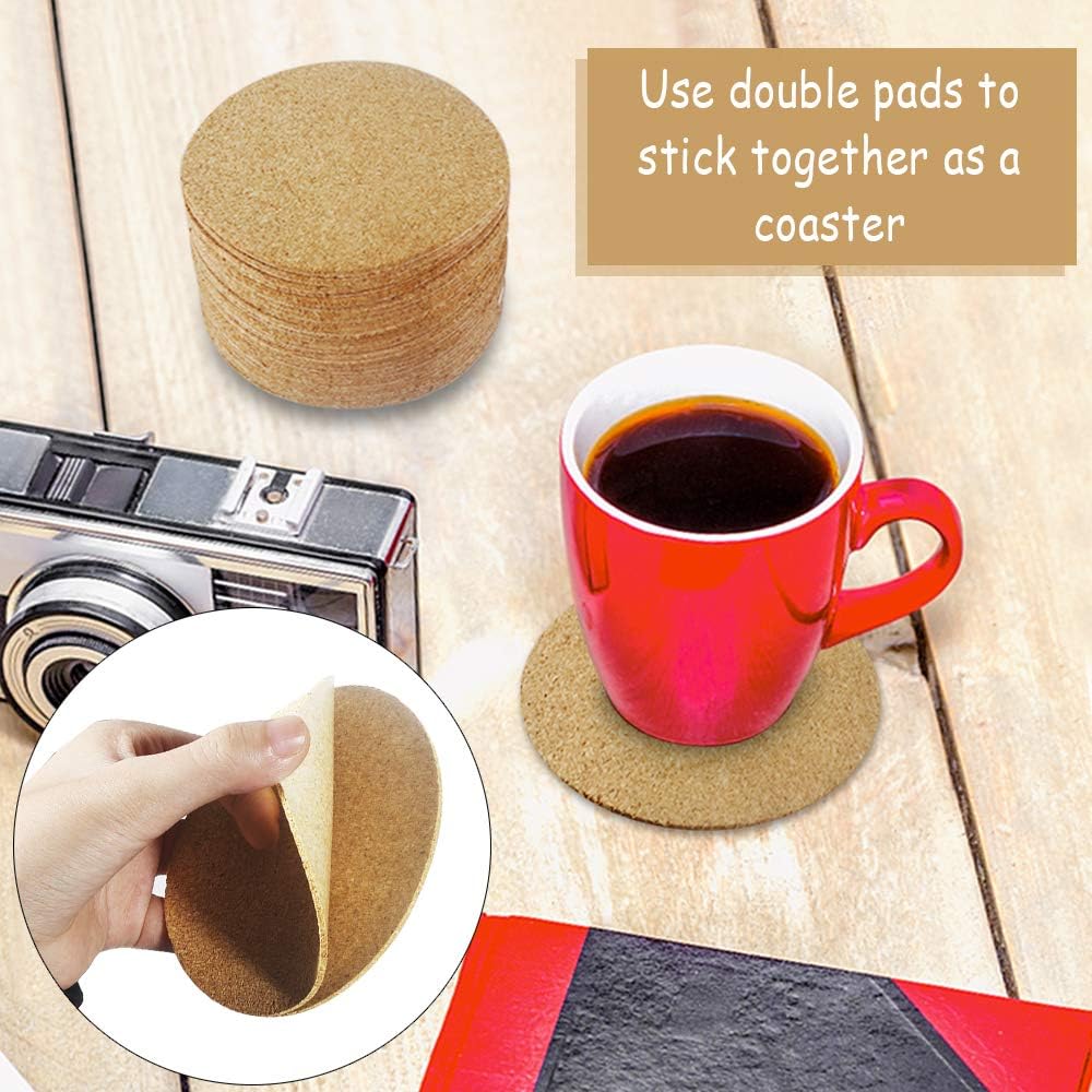 30 Pack Self-Adhesive Cork Round 4” Cork Tiles Cok Bcking Sheets Cork Coasters Round for DIY Crafts
