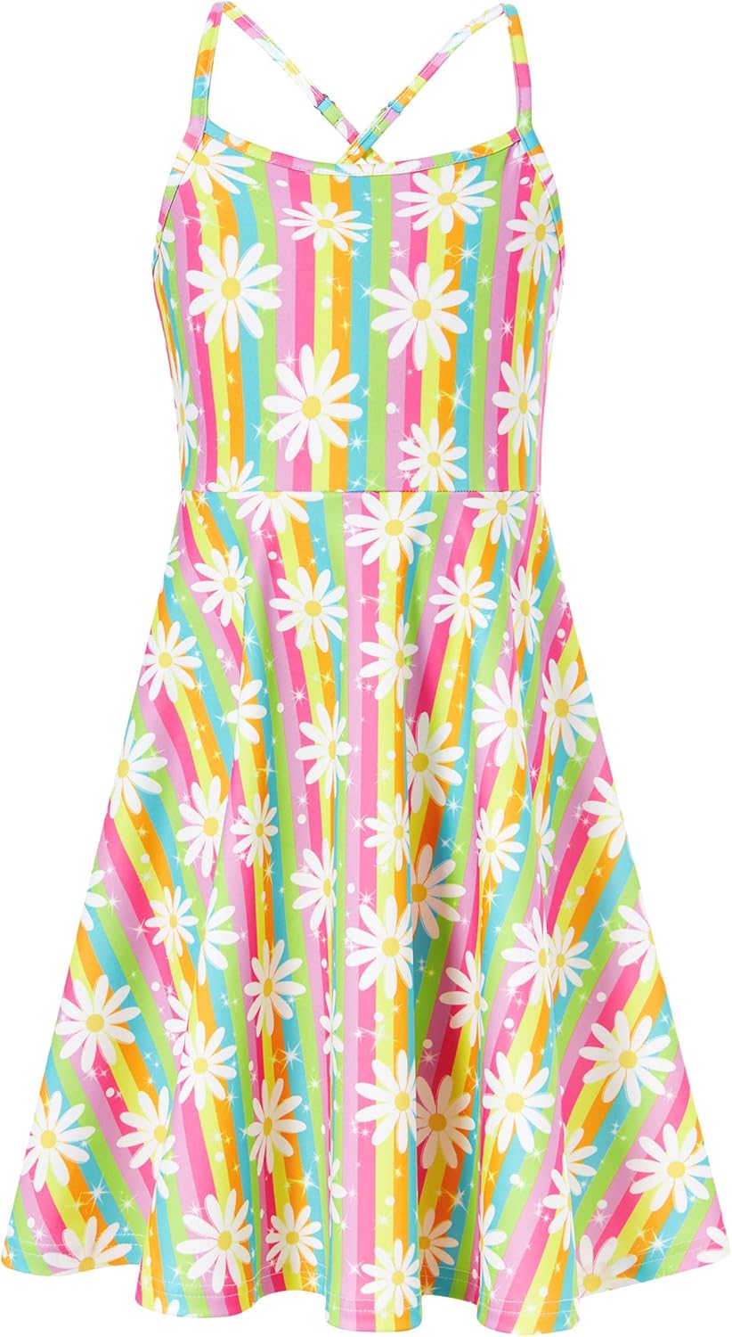 Girls Summer Sundress Adjustable Strap Cami Dress Spaghetti Strap Dresses Size 4-13