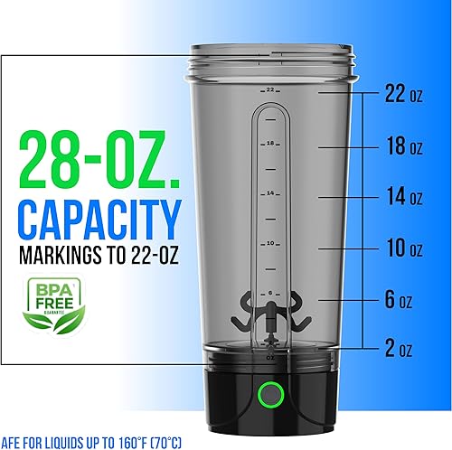 Miniatura 6 de VELOMIX Botella mezcladora eléctrica de proteínas, 24 onzas, recargable por USB-C, vasos agitadores a prueba de fugas para batidos de proteínas,