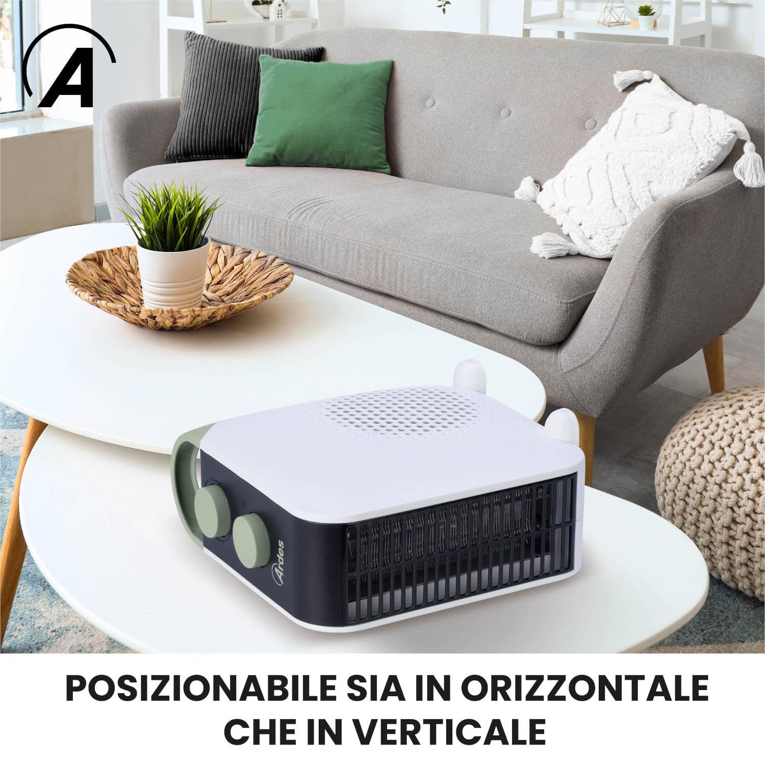 ARDES VERTIGO AR4F15 Termoventilatore elettrico ceramico 2000 W con termostato e ventilazione per bagno e uso occasionale