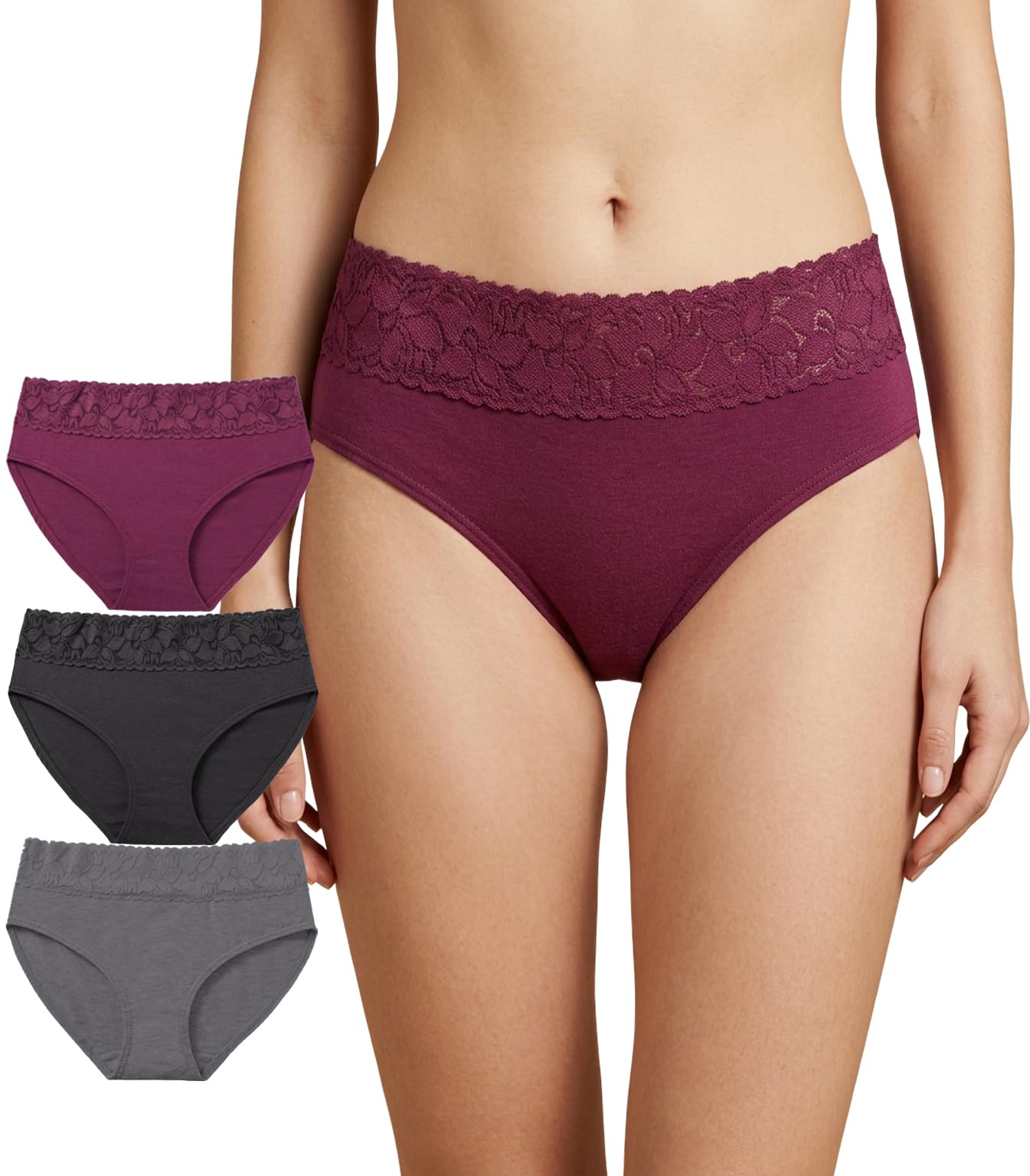 nicsy Womens Underwear Cotton Panties Lace Soft Hipster Panty Ladies Stretch Full Girls Briefs Pack Combo-picture-10