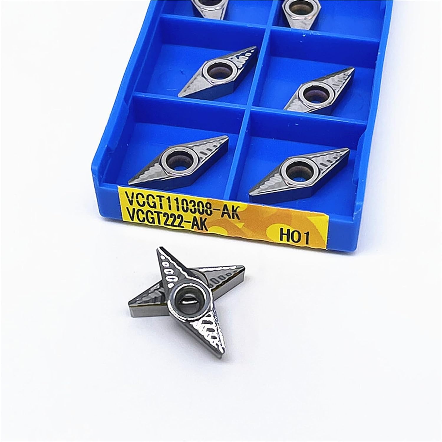 Carbide Inserts for Aluminum VCGT110302 VCGT110304 VCGT110308 VCGT160402 VCGT160404 VCGT160408 AK H01 Indexable Lathe Milling Inserts 10pcs(VCGT160404 AK H01)